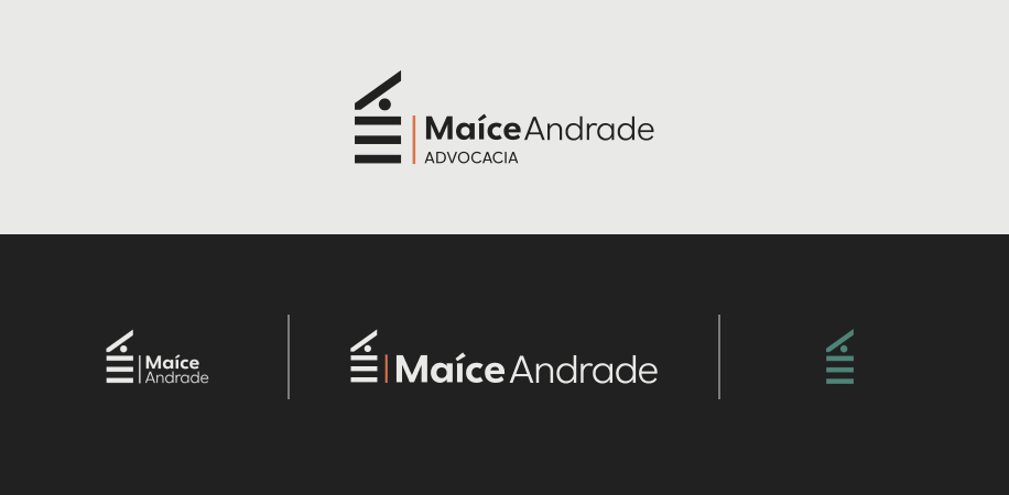 Versões do logotipo criado para a advogada Maíce Andrade