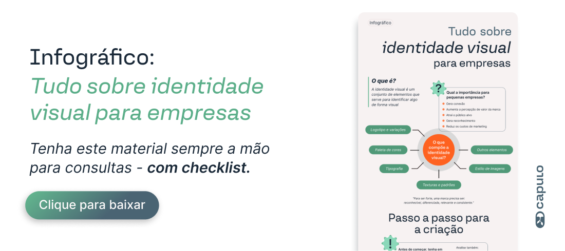 Banner com texto: tudo sobre identidade visual para empresas, com checklist. Clique para baixar.